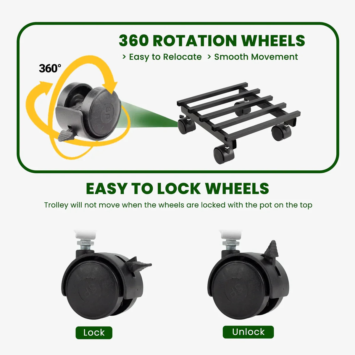 Wheel Rolling Plant Stand